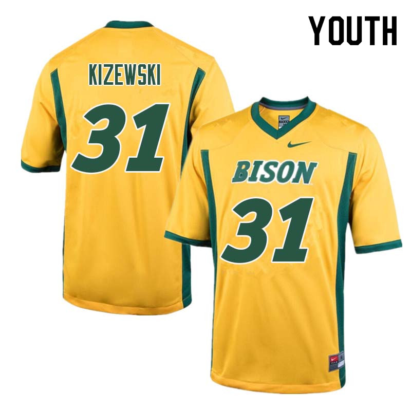 Youth #31 Victor Kizewski North Dakota State Bison College Football Jerseys Sale-Yellow - Click Image to Close